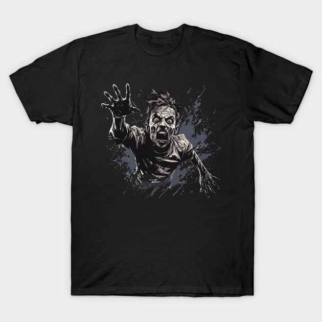 Nightmare Grasp: Terrifying Zombie Hand T-Shirt Design T-Shirt by BusyMonkeyDesign